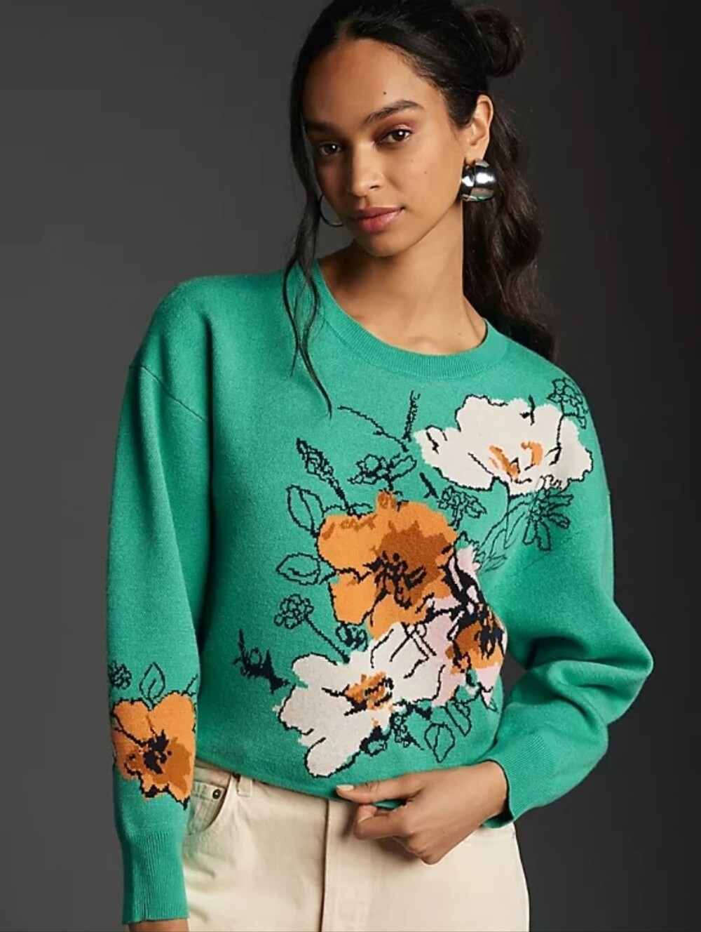 Anthropologie Camryn Cropped Crewneck Sweater by Maeve 3x